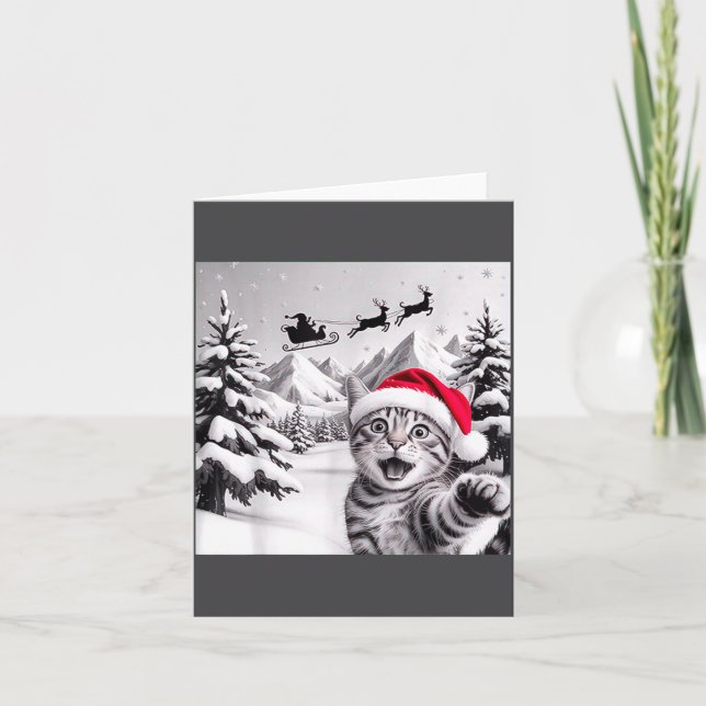 Cat Selfie With Santa  Kort (Framsida)