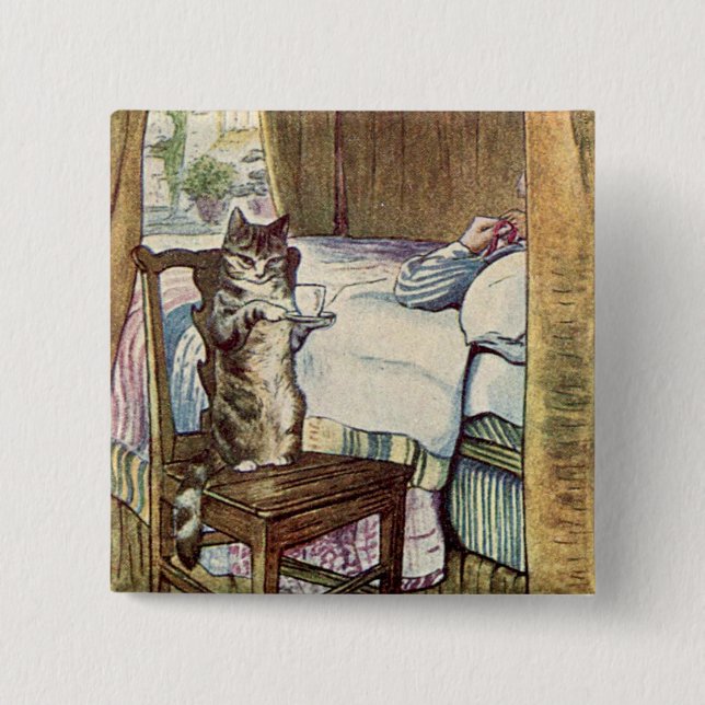 Cat Serves Tea - Beatrix Potter Illustrated Knapp (Framsida)