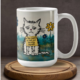 Cat Shame Sign Funny Phrase Cute Tecknad Kaffemugg