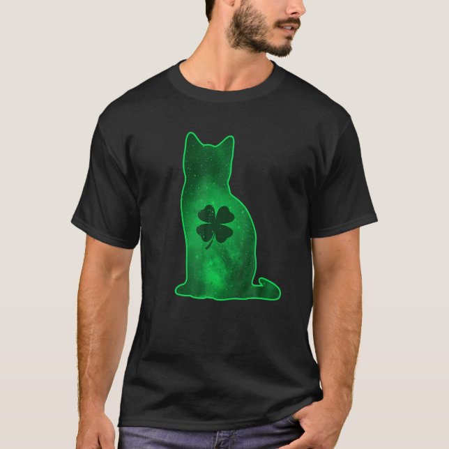 Cat Shamrock Klöver Löv Pajamas St. Patrick's Day T Shirt (Framsida)