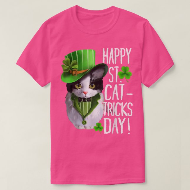 Cat Shamrock Leprechaun Lycklig St patricks day T Shirt (Design framsida)