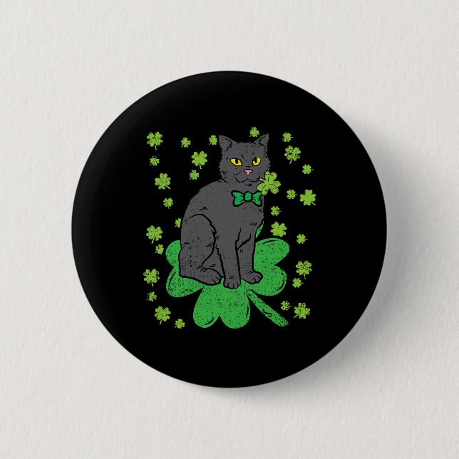 Cat Shamrock St patricks day 4 Löv Klöver Manar Wo Knapp (Framsida)