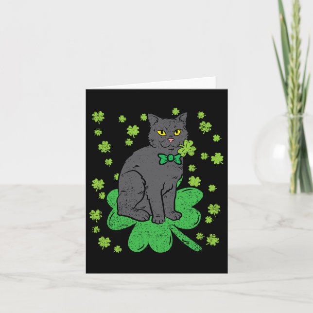 Cat Shamrock St patricks day 4 Löv Klöver Manar Wo Kort (Framsida)