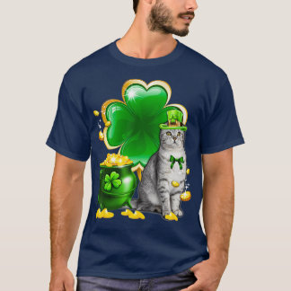Cat Shamrock St patricks day Cat Irish Gift T Shirt