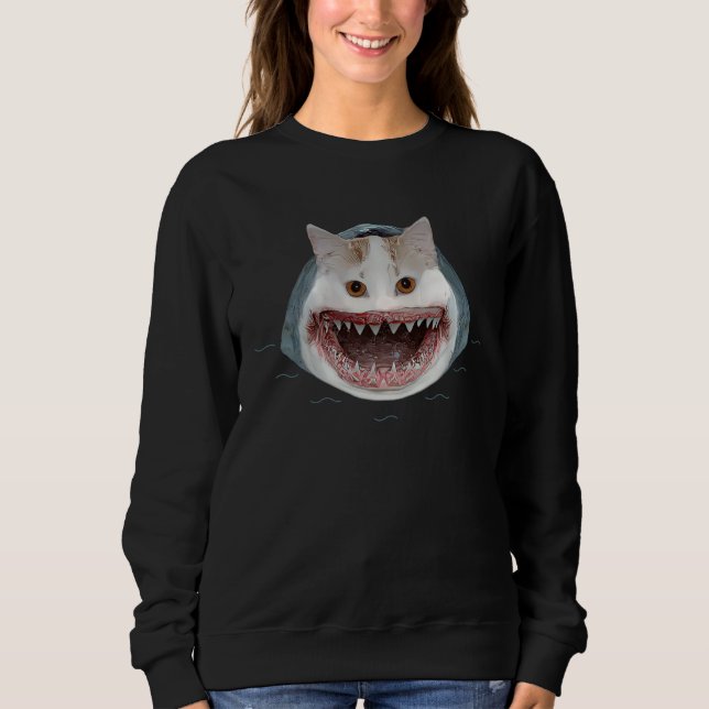 Cat Shark   Shark  Cat    Scary Cat T Shirt (Framsida)