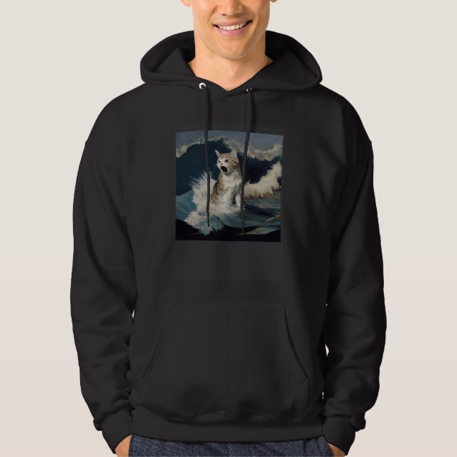 Cat Shark Waves Hoodie (Framsida)