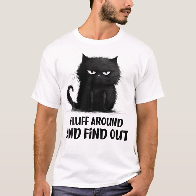 Cat Shirt Fluff runt och ta reda på T (Framsida)