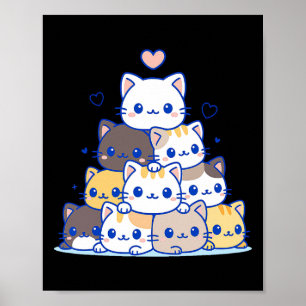 Cat Shirts Women Cute Anime Kawaii Japanska G Poster