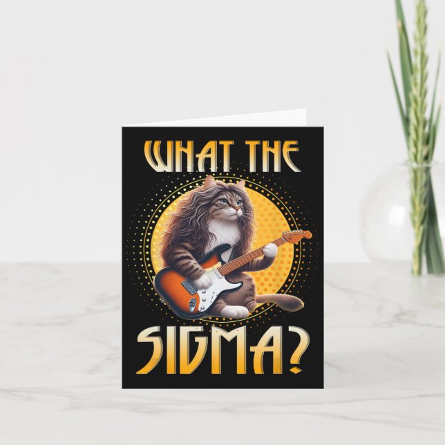 Cat Sigma Shirt Funny Sigma Brainrot Meme Rizz Sig Kort (Framsida)