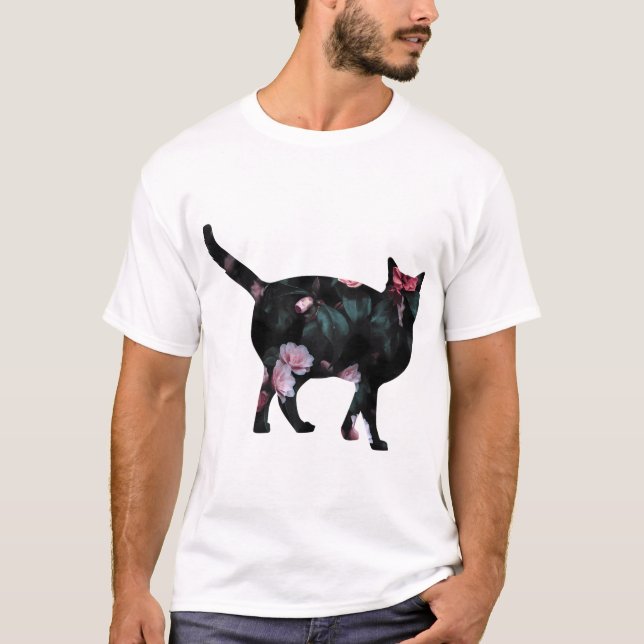 Cat Silhouette 2 T Shirt (Framsida)