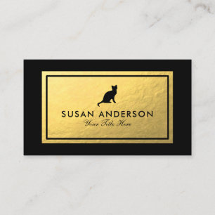 Cat Silhouette - Affärskortet Faux Gold Foil Visitkort