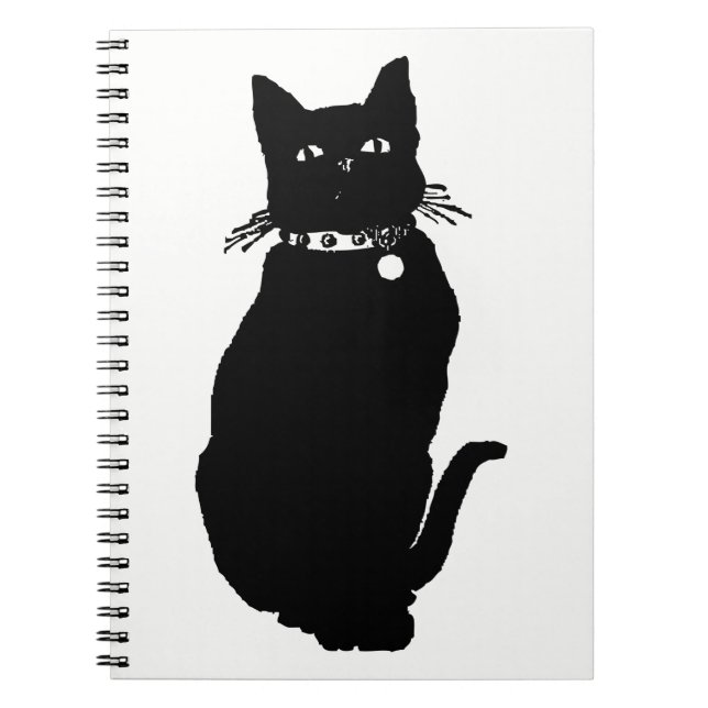 Cat Silhouette Anteckningsbok Med Spiral (Framsidan)