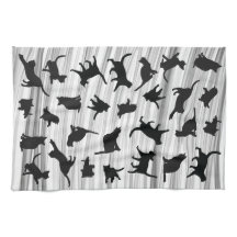 Cat Silhouette Black & White Light Grått Wispy