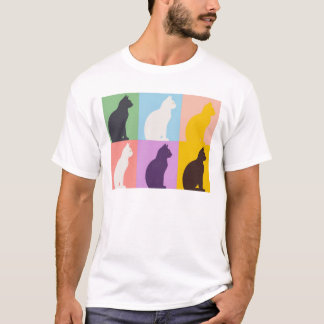 Cat silhouette colorful t shirt