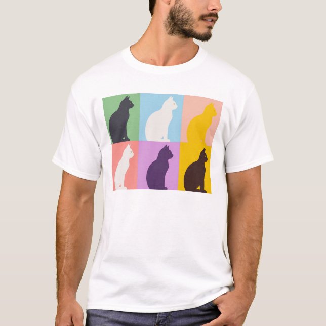Cat silhouette colorful t shirt (Framsida)