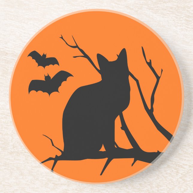 Cat Silhouette Halloween Underlägg (Framsidan)