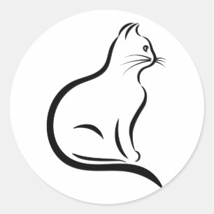 Cat silhouette-illustration runt klistermärke