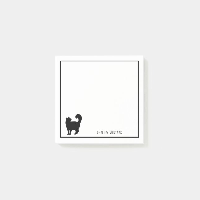 Cat Silhouette med namn Post-it Block (Framsida)