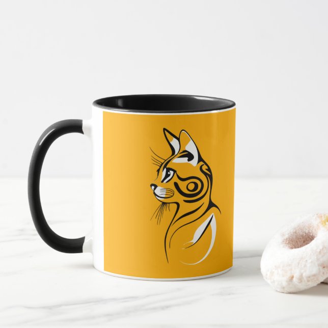 Cat silhouette mugg (Med munk)
