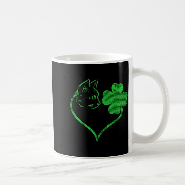 Cat Silhouette Shamrock St Patricks Day Kitten Lov Kaffemugg (Höger)