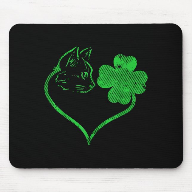 Cat Silhouette Shamrock St Patricks Day Kitten Lov Musmatta (Framsidan)