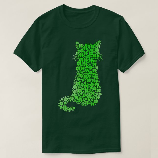 Cat Silhouette Shamrock St patricks day Kitten Lov T Shirt (Design framsida)