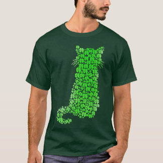 Cat Silhouette Shamrock St patricks day Kitten Lov T Shirt