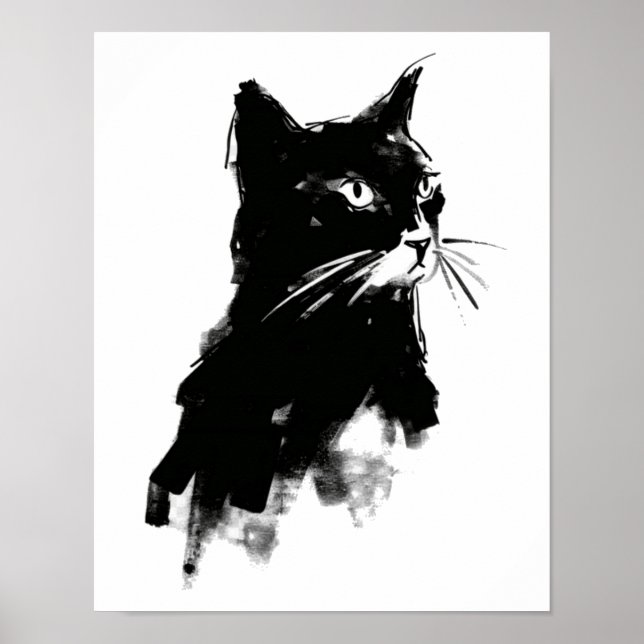Cat silhouette Small Poster (Framsidan)