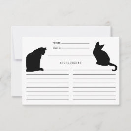 Cat Silhouettes Black and White Recipe-kort Inbjudningar