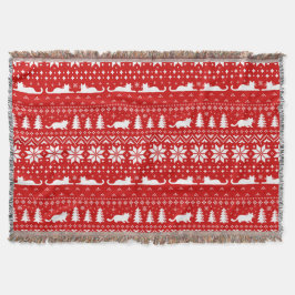 Cat Silhouettes jul Helgdag Red Mönster Filt