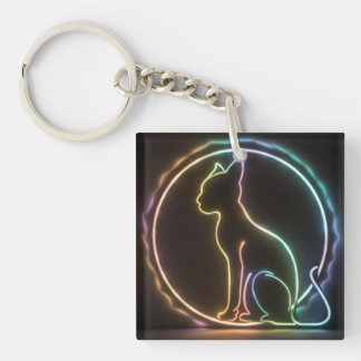 cat silouhette neon colors black background