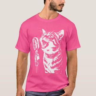 Cat Singer med mikrofonkatter Singer T Shirt