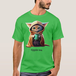 Cat Sippin Tea T Shirt
