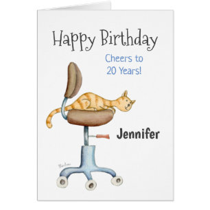 Cat Sitta på en ordförande Hälsningskort