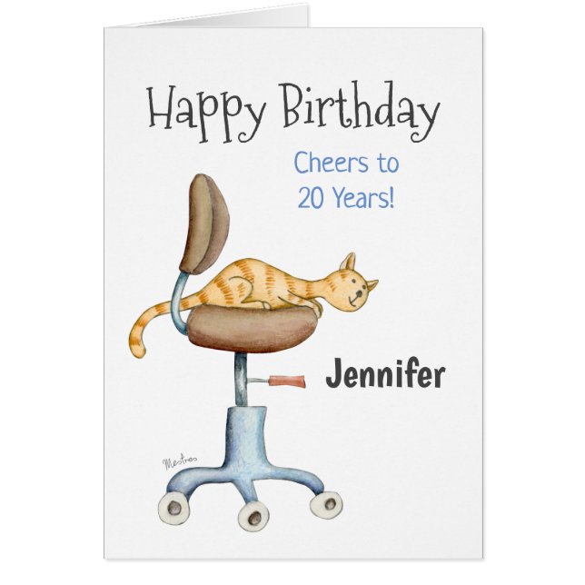 Cat Sitta på en ordförande Hälsningskort (Framsidan)