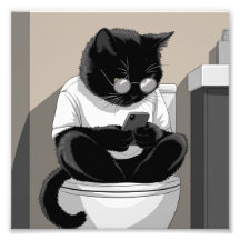 Cat Sitta på en toalett