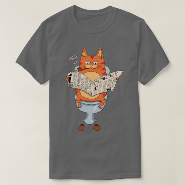 Cat Sitta på Toilet Funny Cat Lovers Toilet Humo T Shirt (Design framsida)