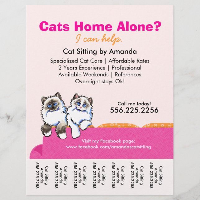 Cat Sitter Ad Ragdoll Rosa Couch Tear Lakan Reklamblad (Framsidan)