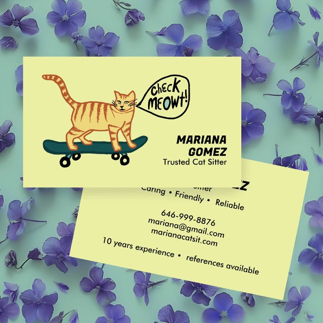 Cat Sitter Cute Check Meowt Kittens Cats Vets Visitkort (Cat Sitter Cute Check Meowt Kittens Cats Vets Business Card
)