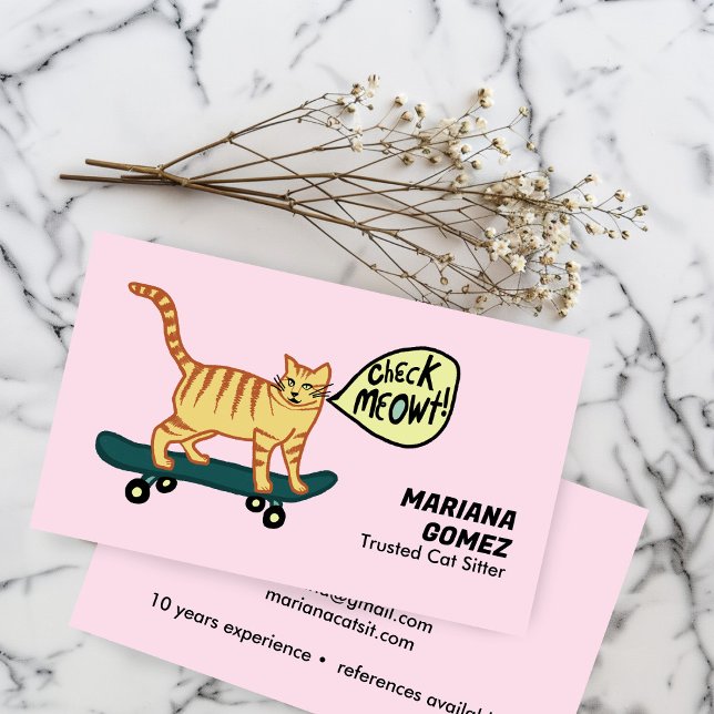 Cat Sitter Cute Check Meowt Kittens Cats Vets Visitkort (Cat Sitter Cute Check Meowt Kittens Cats Vets Business Card
)