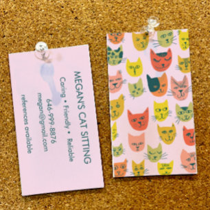 Cat Sitter Cute Colorful Funny Kittens Cats Vets Visitkort