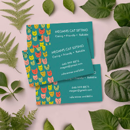 Cat Sitter Cute Colorful Funny Kittens Cats Vets Visitkort
