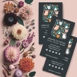 Cat Sitter Cute Colorful Kittens Cats Veterinary Visitkort