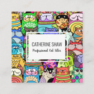 Cat Sitter Cute Pet Doodle-mall Fyrkantigt Visitkort
