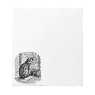 Cat Sitting by Window with Book Anteckningsblock