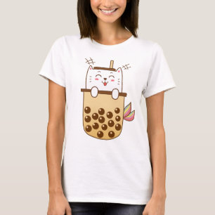 Cat Sjöjungfru Boba Mjölk Tea T Shirt