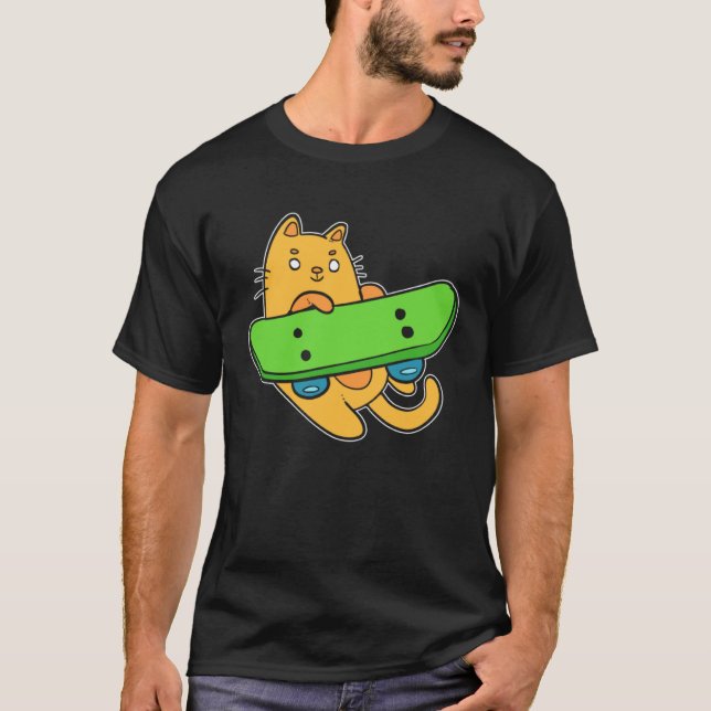 Cat Skateboarder Hobbyist T Shirt (Framsida)