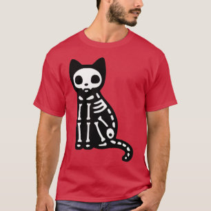 Cat Skeleton Halloween Costume Cat Scary 1075 T Shirt