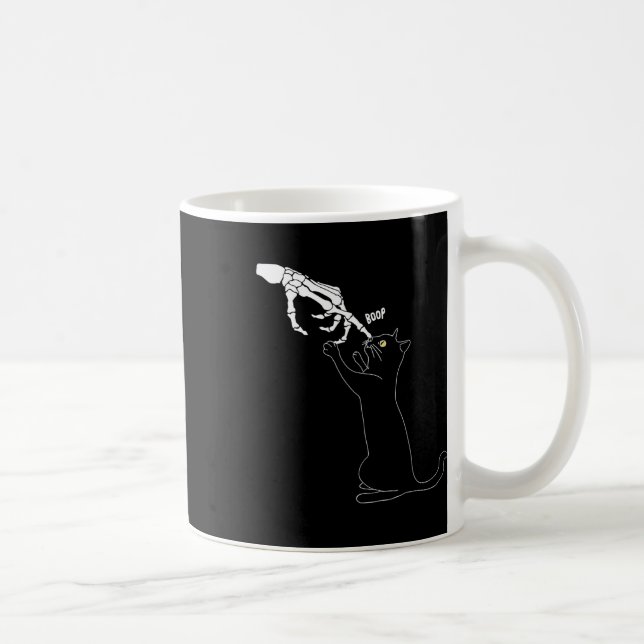 Cat Skeleton Hand Boop Cat Nose Funny Halloween Ou Kaffemugg (Höger)