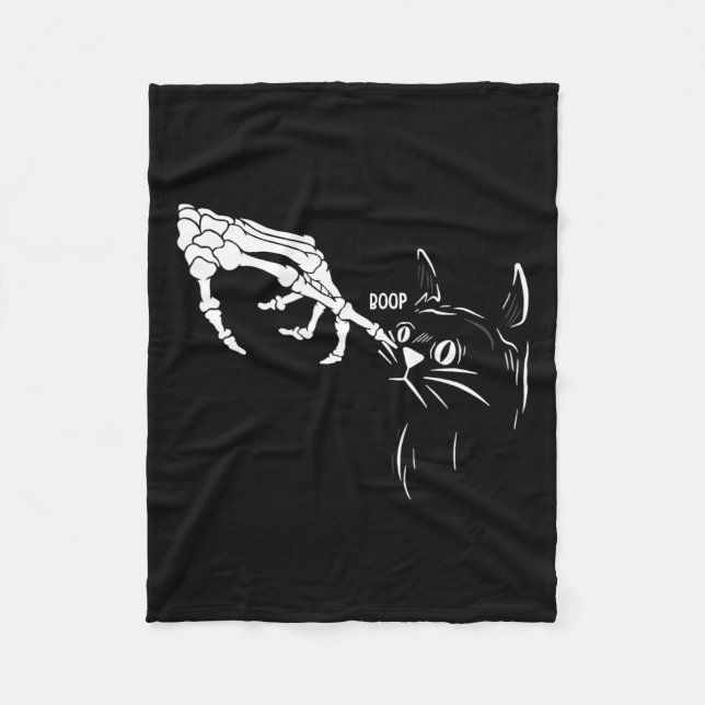 Cat Skeleton Hand Boop Halloween Cats Älskare Pet  Fleecefilt (Framsidan)